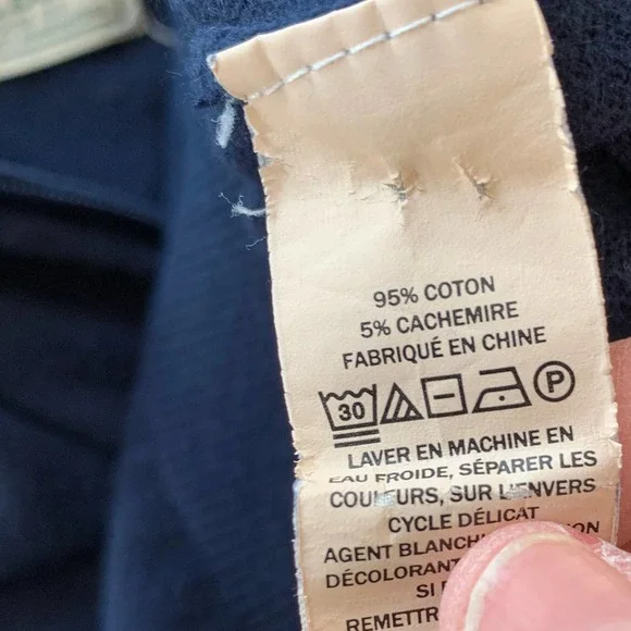 L.L. Bean Cashmere Blend Mock Neck 1/4 Zip Long Sleeve Pullover Blue Men’s LARGE - Picture 8 of 8